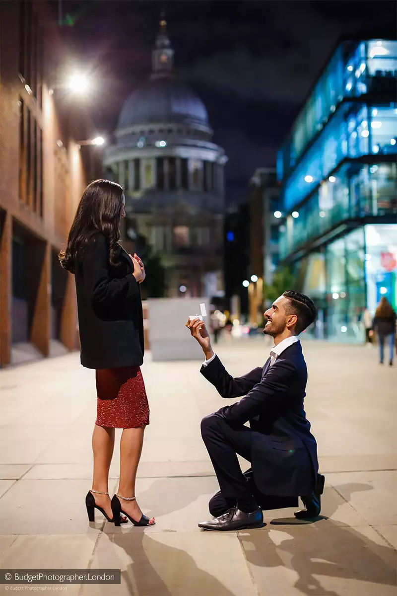 Marriage Proposal with St Pauls Background